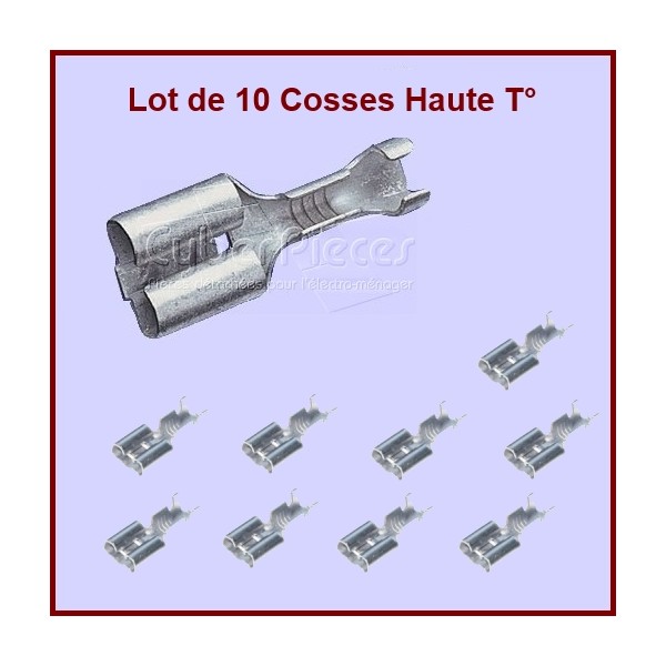 Lot de 10 cosses Haute température 6.3mm - Composants électriques