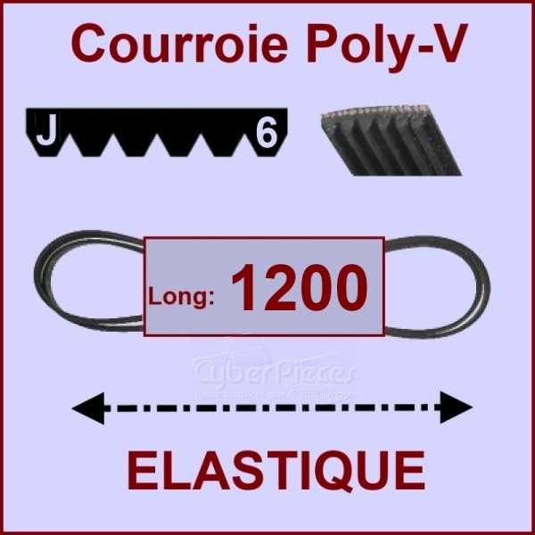 Courroie 1200J6 - EL- élastique - Pièces machine à laver