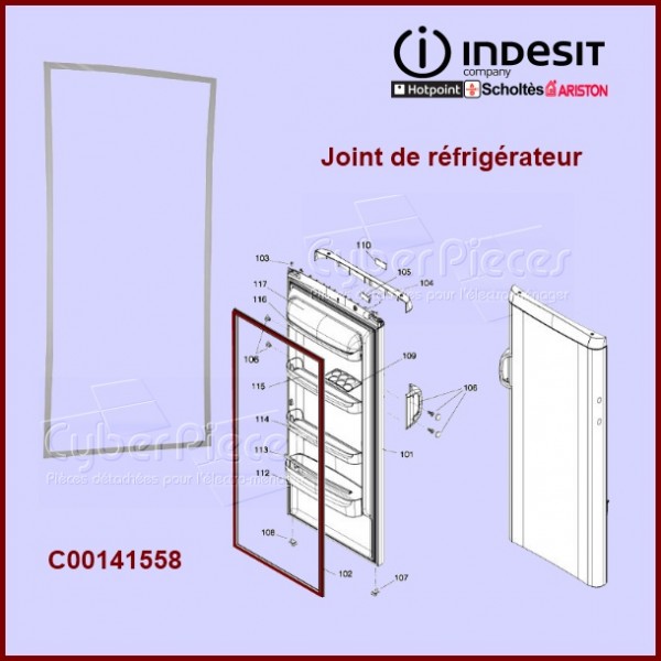 Joint de porte partie réfrigérateur - Réfrigérateur, congélateur