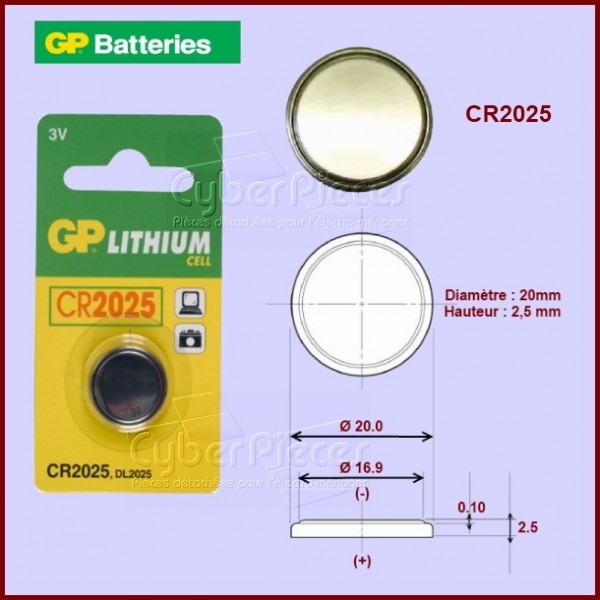 Pile cr2025 lithium 3v pour droguerie accessoire