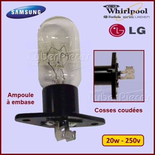 Ampoule 20W - Embase avec cosses coudées - Pièces Micro-ondes