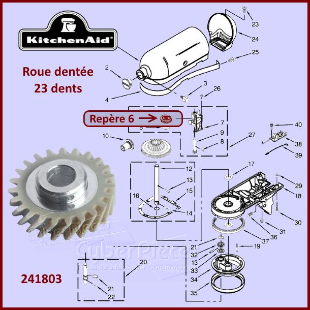 Roue Dentée 23 dents Kitchenaid 241803