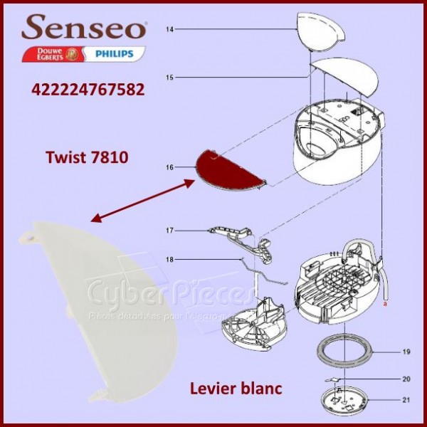 pièces détachées de SENSEO TWIST 7870 LEVIER ÉTRIER + pieces de couvercle  tête