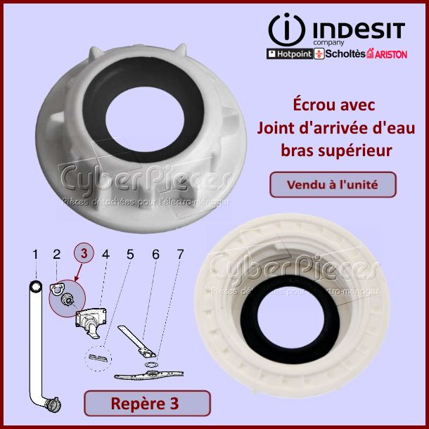 Ecrou avec Joint du bras supérieur Indesit C00144315