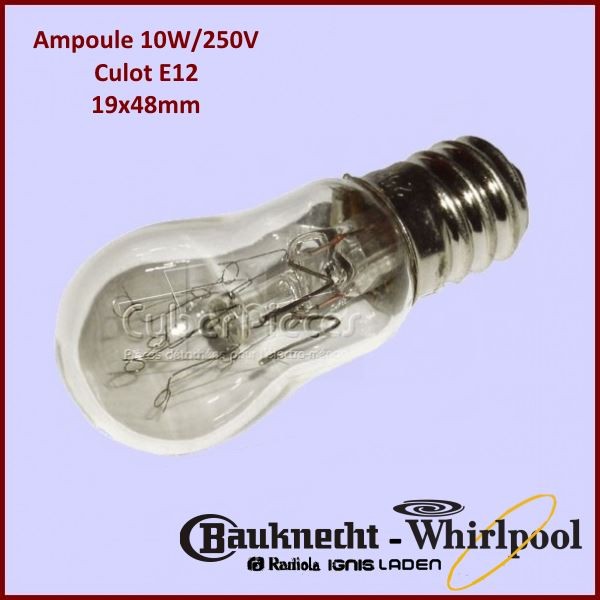 Ampoule poire 19X48mm - 10W E12 250V - Composants électriques