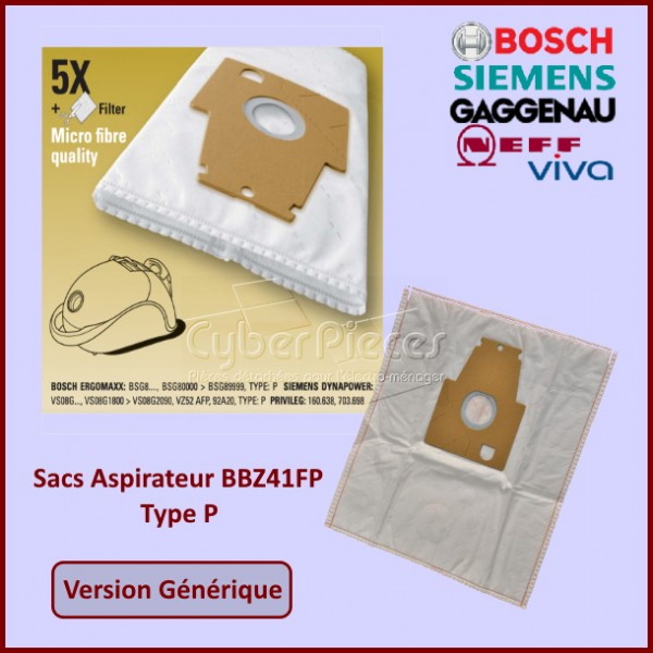 Lot de 4 Sacs microfibre adaptable BBZ41FP Type P CYB-225304