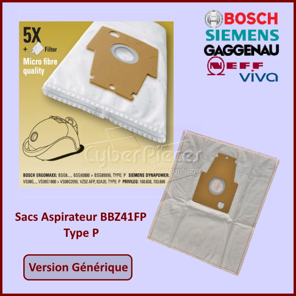 Lot de 4 Sacs microfibre BBZ41FP Type P