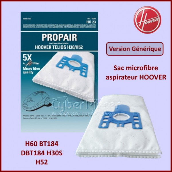 Hoover H60 Sacs pour Aspirateur, Originaux, en Microfibre, Pur EPA, système  Anti-Odeurs aux Charbons Actifs, compatibles avec les aspirateurs