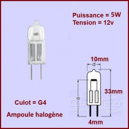 Ampoule G4 12V 5w - Pièces lave-vaisselle