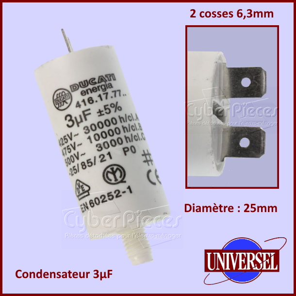 Condensateur 3µF (3,0MF) 450V