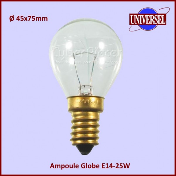 Ampoule e14 - 40 w - 230v pour four - electrolux - diamètre : 29 mm.