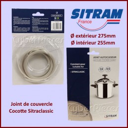 Joint silicone pour autocuiseur/cocotte minute SEB 10/12/18L ALU/INOX  diamètre 268MM