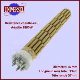 Résistance chauffe-eau stéatite 1800W - MONO/TRIPHASE - Diam 47mm CYB-158725