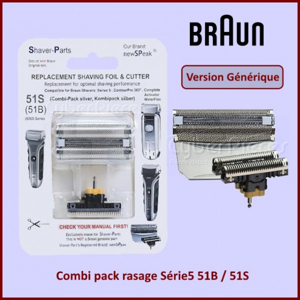 Tête et couteau de rasoir 51B / 51S Braun 81469220 - Version adaptable CYB-230261