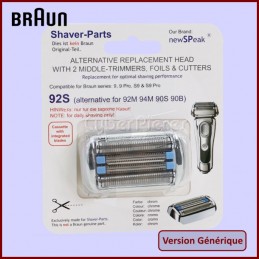 Tête et couteau de rasoir 92B / 92S Braun 81747657 - Version adaptable CYB-231190