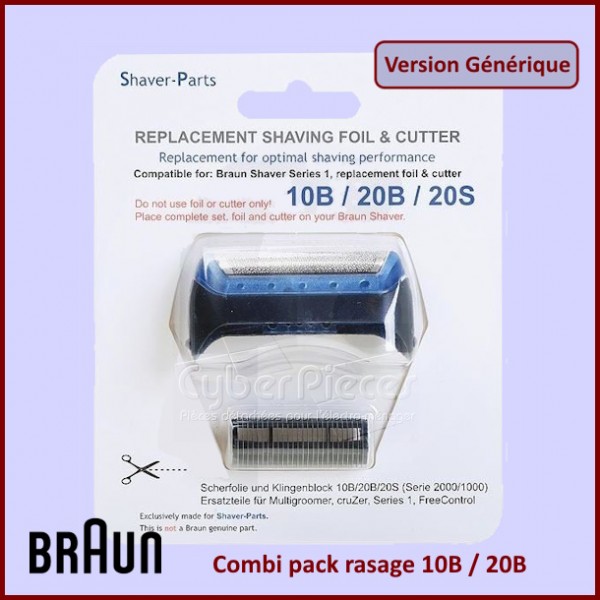 Tête et couteau de rasoir 10B / 20B Braun 81387932 - Version adaptable CYB-268882