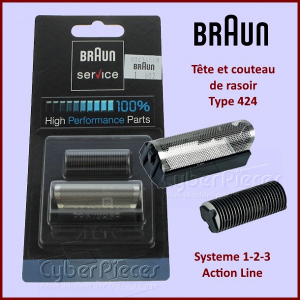 Tête et couteau de rasoir 424 / 1-2-3 Système Braun 81416568