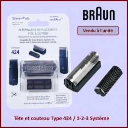 Tête et couteau de rasoir 424 / 1-2-3 Système Braun 81416568 - Version adaptable CYB-035712