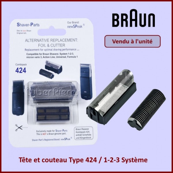 Tête et couteau de rasoir 424 / 1-2-3 Système Braun 81416568