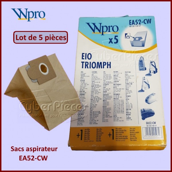 Lot de 5 Sacs aspirateur EA52-CW 481281728137 CYB-199995