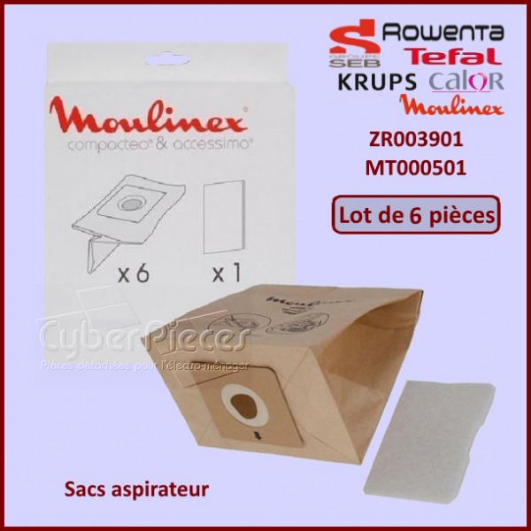 Lot de 6 Sacs aspirateur ROWENTA ZR003901 CYB-408431