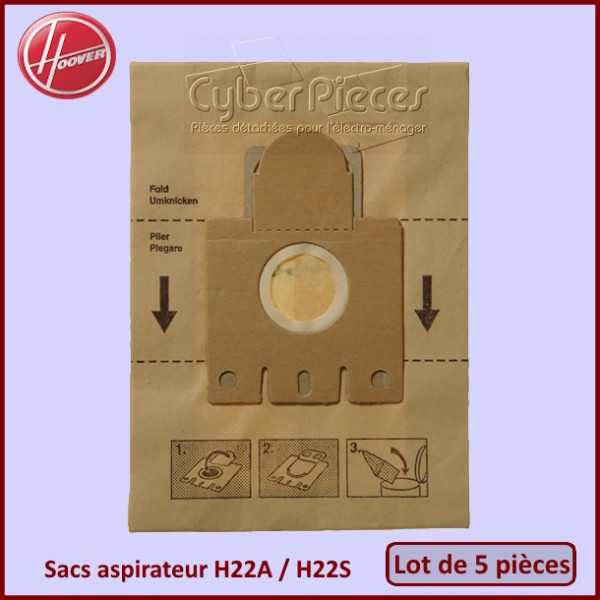 Lot de 5 sacs aspirateur H22A H22S Hoover 09173865 CYB-252584