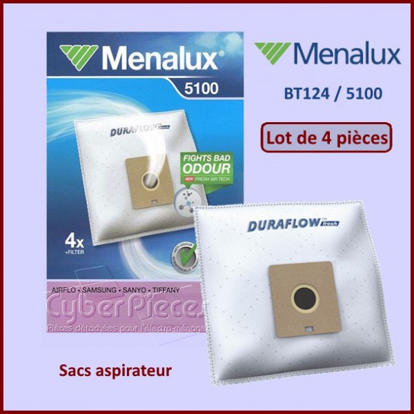 Lot de 4 Sacs aspirateur Menalux BT124 / 5100 CYB-253635