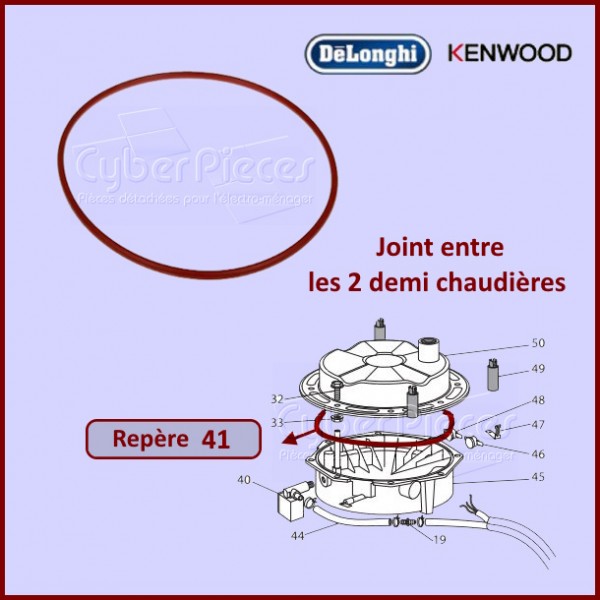 Joint entre les 2 demi chaudières Delonghi 7312873759 CYB-308700