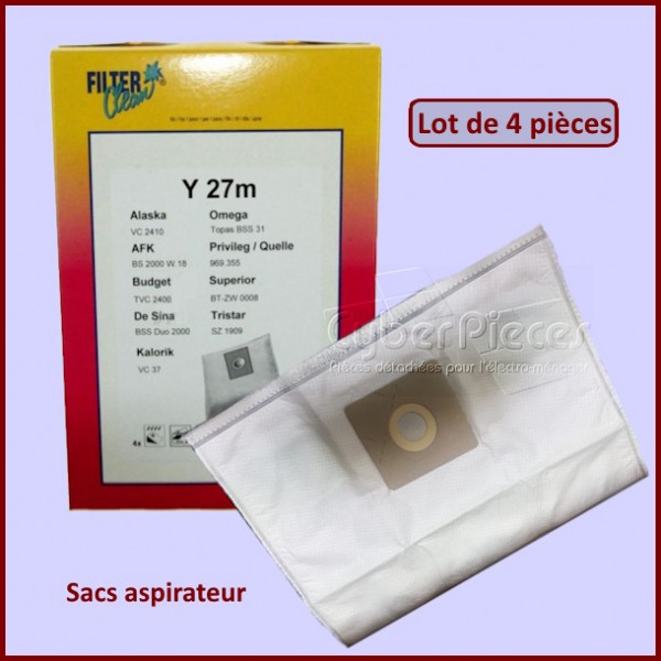 Lot de 4 Sacs aspirateur FILTERCLEAN Y27M CYB-305648