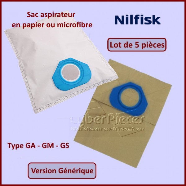 Lot de 5 Sacs S02 adaptable NILFISK 82095000 CYB-219921