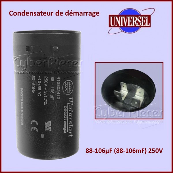 Condensateur de démarrage 88-106µF (88-106mF) 250V CYB-039666