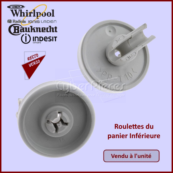 Roulettes du panier Inférieure Whirlpool 481952878105