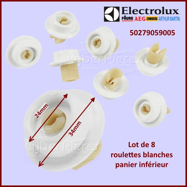 Lot de 8 roulettes blanches Electrolux 50279059005