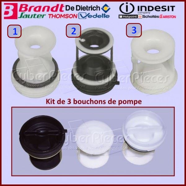 Lot de 3 bouchons Indesit C00045027