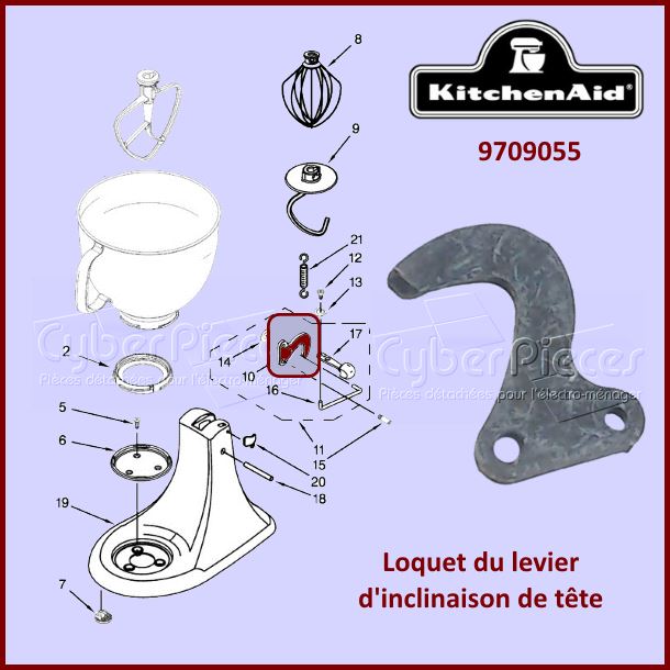 Loquet du levier d'inclinaison Kitchenaid  W11246352