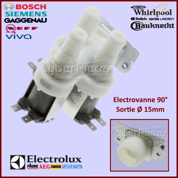 Électrovanne 3 voies à cosses Ø15mm - 90°