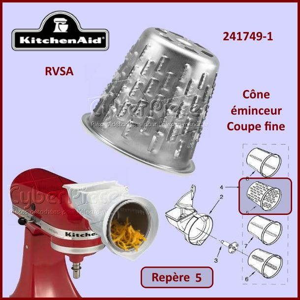 Cône rapeur Fin RVSA Kitchenaid 241749-1