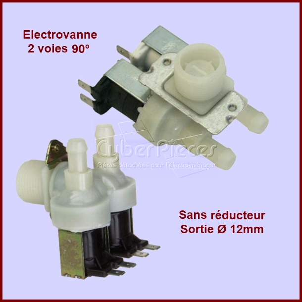 Electrovanne 2 voies 90° Ø 12 mm sans réducteur