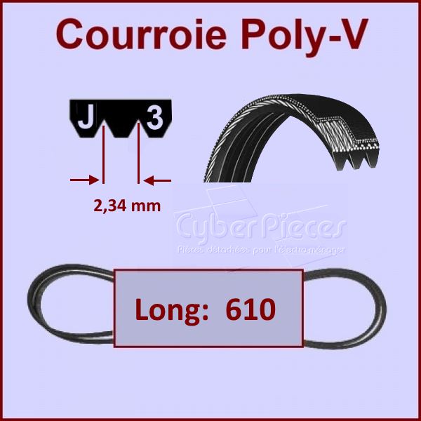 Courroie 610mm  610J3 Poly-v