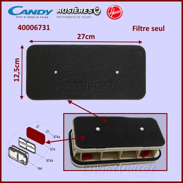 Filtre du couvercle condenseur Candy 40006731