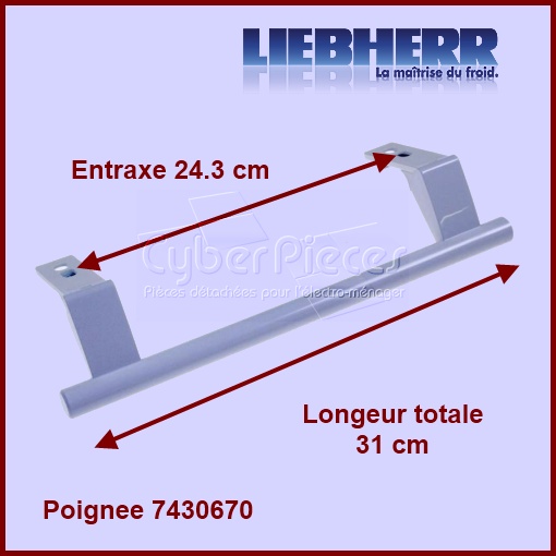 Poignée Blanche entraxe 24,3 cm 7430670