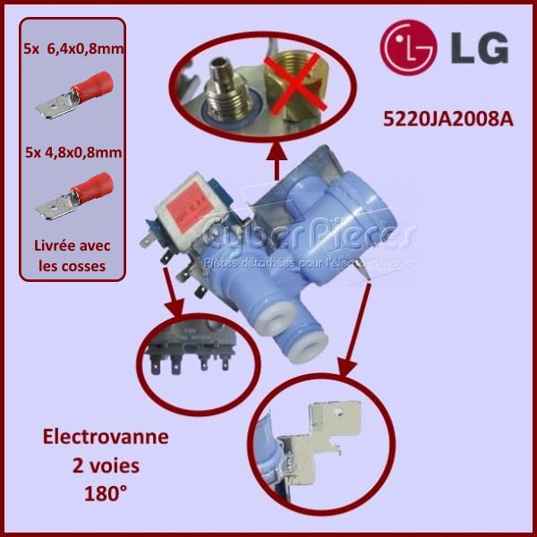 Électrovanne 2 voies - 180° LG 5220JA2008A