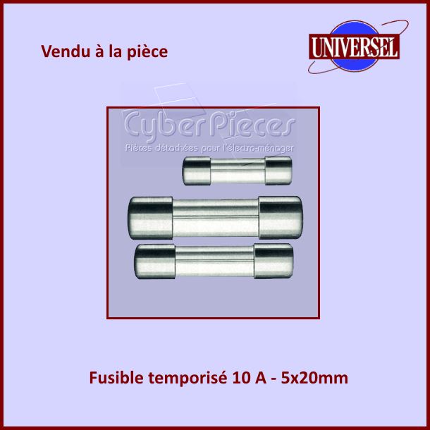 Fusible 10A Temporisé 5x20mm en verre
