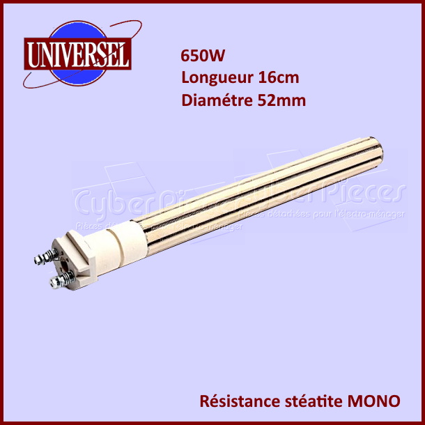 Résistance chauffe-eau stéatite 650W - MONO - Diam 52mm