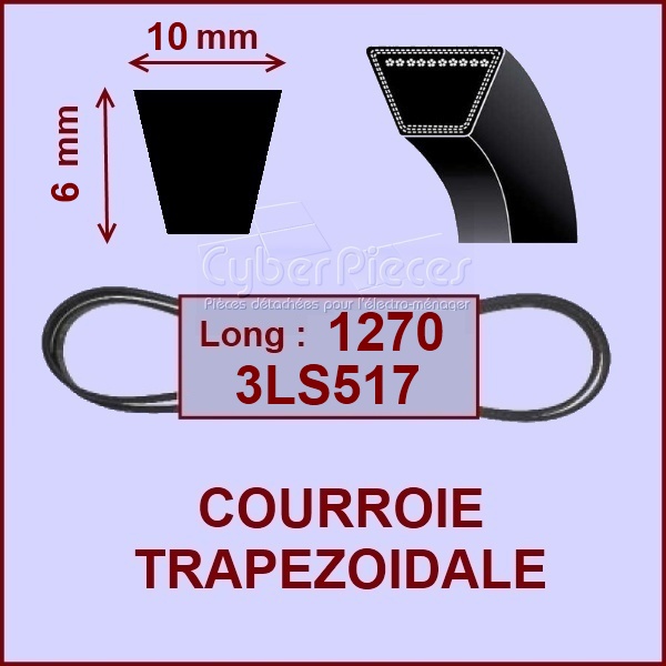 Courroie trapézoïdale 10X6X1270 - 3LS517