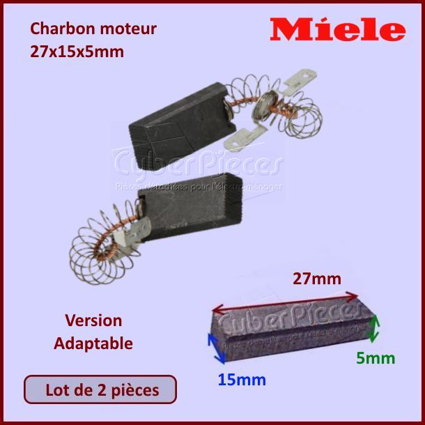 Charbon moteur 27x15x5mm *Adaptable* Miele 1689370