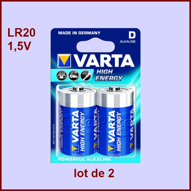Lot de 2 Piles 1,5V alcaline LR20