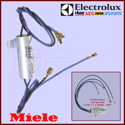 Filtre condensateur anti-parasite pour aspirateur 0,2µf+2x2400pf 250V