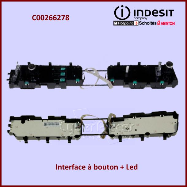 Interface à bouton + Led (inox) Indesit C00266278
