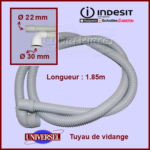Tuyau de vidange coudé 1.85m
